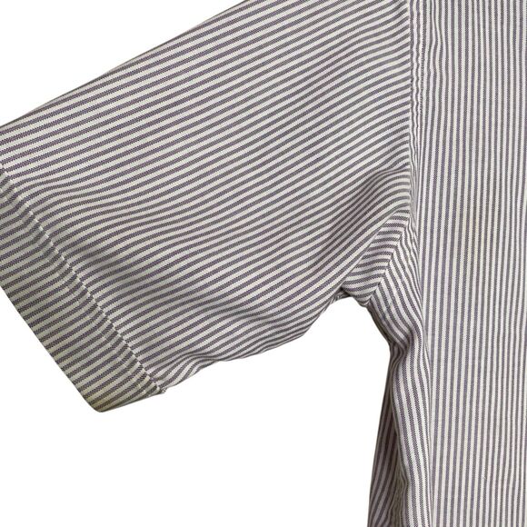 Vtg Lands End Shirt Womens 12 Purple White Striped Short Sleeve Button Down USA - Picture 8 of 10